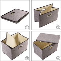 Poubelle de rangement pliable avec couvercle tissu pliable boîte de rangement organisateur conteneur panier Cube avec couvercle pour la maison chambre
