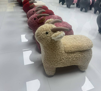 Tabouret de rangement créatif en peluche en forme de mouton avec roulettes, siège pour enfant pour changer de chaussures à la maison, pour le salon