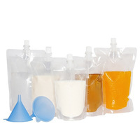 Pochette de boisson transparente avec bec verseur sacs d'emballage de boisson avec capuchon en plastique Doypack emballage pochette de bec alimentaire pour bébé