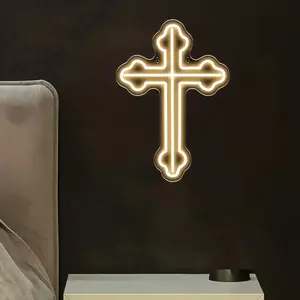Enseigne néon LED en forme de croix, personnalisable, 5V, à intensité variable, motif Jésus, flexible, pour extérieur, chambre, salon, mariage, église, IP65, décorations en plastique - Product Image 4