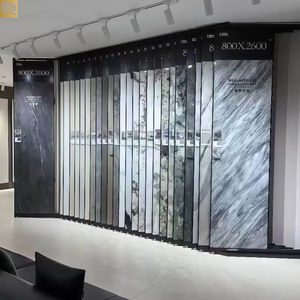 Fabricant de présentoir personnalisé réglable en granit et en pierre de quartz avec panneau en PVC, support de présentation de carreaux de marbre pour salle d'exposition - Product Image 1