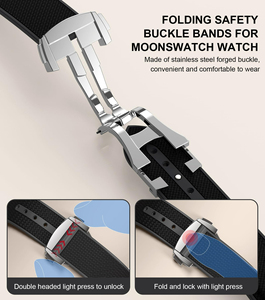 Bracelet de montre en silicone de luxe Upro Deployment Clasp, double couleur, souple, 20 mm, en caoutchouc, pour montre universelle à extrémité plate X - Product Image 2