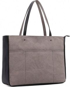Sac pour ordinateur portable 15,4 pouces pour femme, promotionnel, léger, en polyester, avec fermeture éclair, sac fourre-tout pour le travail, mallette de bureau, noir - Product Image 1