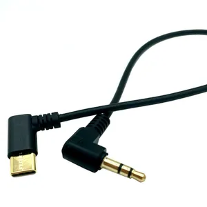 CABLETOLINK Câble de prise casque AUX 12 pouces/30cm 90 degrés USB Type C vers 2.5mm mâle plaqué or