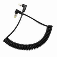 Noir 5521 tête incurvée câble d'alimentation cc 2core adaptateur de prise à ressort conducteur en cuivre câble adaptateur de charge fil de câble en spirale