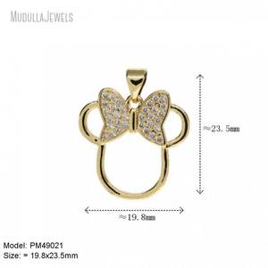 PM53478 Liontin Tikus Lucu Berbentuk Matahari dengan Zirkonia Kubik, Berlapis Emas, Tembaga, Aksesoris Kartun, Perhiasan CZ - Product Image 3