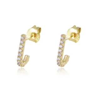New Arrival Exquisite Letter J Shaped Earrings Delicate S925 Micro Pave Cubic Zircon CZ Stud Earrings