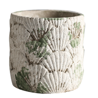 Jardinière en ciment conçue en coquille en détresse 3.5 pouces Pot de plantes en pierre unique pour décor de jardin intérieur extérieur