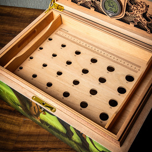 Humidor de Cigarros de Lujo de Madera de Cedro <span class=keywords><strong>con</strong></span> Acabado de Pintura para Piano, Gran Capacidad, <span class=keywords><strong>con</strong></span> Higrómetro y Humidificador - Product Image 3