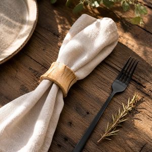 Premium Vintage <b>Oak</b> Wood Napkin Rings Set of 6 Wedding Tableware Napkin Buckles for Hotel Restaurant Dining Parties - Product Image 3