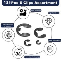 135PC E-Type Circlip Assortment Kit Metric External Retaining Clips 3mm-19mm Shaft Snap Rings for Industrial Hardware