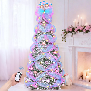 Árbol <span class=keywords><strong>de</strong></span> <span class=keywords><strong>Navidad</strong></span> Plegable <span class=keywords><strong>de</strong></span> Felpa Preiluminado <span class=keywords><strong>de</strong></span> 6 Pies con Cinta <span class=keywords><strong>de</strong></span> Colores y Adornos <span class=keywords><strong>de</strong></span> Bolas <span class=keywords><strong>de</strong></span> <span class=keywords><strong>Navidad</strong></span>, Decoración para el Hogar y el Festival <span class=keywords><strong>de</strong></span> Primavera - Product Image 1
