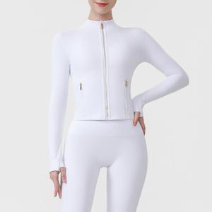 Fashion 2026 New Design Stand Collar Solid Simple Breathable Fabric Smooth Unrestricted Movement. <b>Yoga</b> <b>Jacket</b> for Woman - Product Image 5