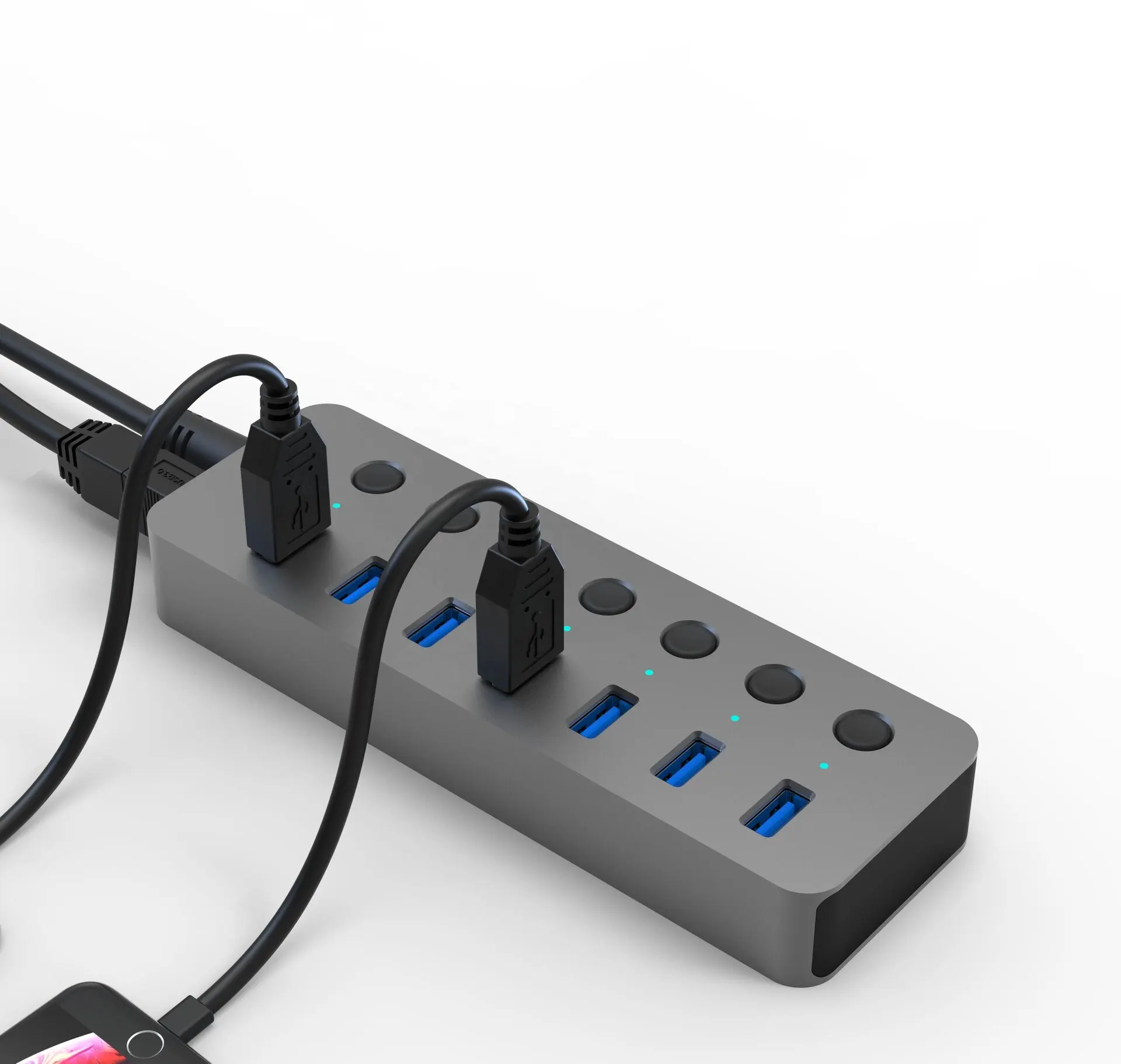 HUB Docking Station 10 Ports USB 3.0 5Gbps金属Adapter Extension 10ポートLaptop High Speed 10ポートUSB 3.0ハブSwitch