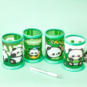 ที่เก็บปากกาพลาสติกทรงกลมแบบ DIY พับเก็บได้ภาชนะใส่ปากกาการ์ตูนแพนด้าน่ารักความจุมาก - Product Image 4