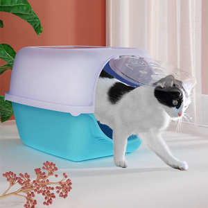Caja de Arena para Gatos GS Cuadrada, a Prueba de Olores, Cerrada, Desmontable, Fácil de Limpiar, Material PP, Multicolor, con Pala, Anti-Difusión de Arena, para Interiores - Product Image 2
