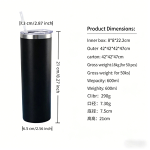 Gobelet isotherme mince en acier inoxydable de 20 oz à double paroi sous vide avec couvercle et paille pour <span class=keywords><strong>café</strong></span> de voyage - Product Image 2