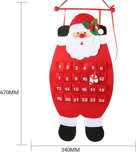 <span class=keywords><strong>Calendario</strong></span> de Adviento Navideño Colgante de Fieltro 3D, <span class=keywords><strong>Calendario</strong></span> de Cuenta Regresiva de Papá Noel de Fieltro con 24 Bolsillos de Almacenamiento para Decoración Navideña del Hogar - Product Image 2