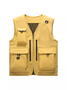 เสื้อกั๊กผู้ชายใหม่เสื้อทำงานลำลองแบบมีกระเป๋าหลายช่องพิมพ์โลโก้เสื้อกั๊กทำงานออกแบบได้ตามต้องการ - Product Image 5