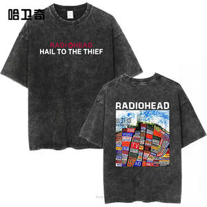 Rock Band <strong>Radiohead</strong> the Bends Vintage Letter Pattern 100% Cotton Washed Short Sleeve Loose Fit T-<strong>shirt</strong> Rock Band Merchandise - Product Image 6
