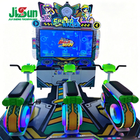 Simulateur de course pour enfants à trois joueurs, jeu de vélo avec cadre en métal, garantie d'un an, langue anglaise pour les centres de jeux