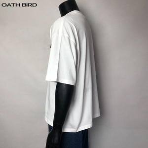 Camiseta de hombre con etiqueta de logotipo personalizado, camiseta de gran tamaño con hombros caídos y cuello acanalado de algodón de 200gsm, ropa de calle, camiseta lisa en blanco para hombre - Product Image 2