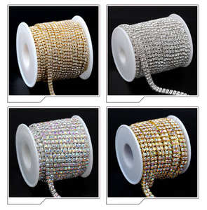 Chaîne de strass à dos plat en forme ronde à <span class=keywords><strong>2</strong></span> rangées, écologique, à coudre, SS6 SS12 SS16, cristal en vrac pour la décoration de robes - Product Image 3