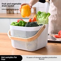 Panier de drainage en plastique – Panier de rangement pour cuisine et pique-nique, passoire à légumes, panier à fruits avec poignée, style minimaliste