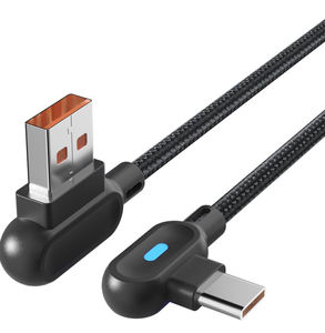 شاحن سريع 1m 66w, شاحن سريع 1m 66w شحن سريع ثنائي الانحناء 90 ضوء مضفر النايلون شاحن سلك من نوع c/مايكرو/آيفون - Product Image 2