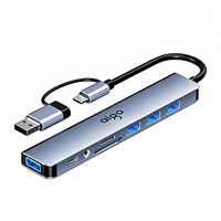 USB C Hub USB Hub Aigo Alüminyum 8'i 1 Arada USB Çoklayıcı, MacBook Pro Air ve Daha Fazla PC/Laptop/Tablet Cihazlar için SD/TF Kart Okuyucu ile