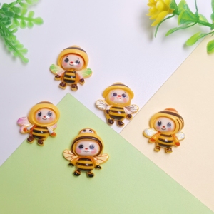Cuentas de Silicona 3D con Diseño de Abejas, Mariposas y Flores, Cuentas de Silicona Amarillas para Manualidades, Joyería, Llaveros - Product Image 3