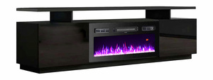 <span class=keywords><strong>Grand</strong></span> meuble TV en bois avec manteau de cheminée et éclairage LED, foyer électrique décoratif à effet flamme pour la maison - Product Image 3
