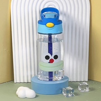 Schattige Cartoon Kids Plastic Sippy Cup Deksel Stro Promotionele Sport Fruit Waterfles Terug School Gym Outdoor Activiteiten Koken Proof