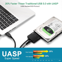 Cable Adaptador Convertidor USB 3.0 a SATA 3 de Precio Económico al por Mayor para Disco Duro HDD/SSD de 3.5 y 2.5 Pulgadas, 45 cm
