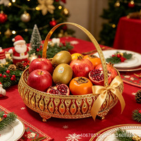 Plateau à fruits ovale en métal artisanal, rangement et décoration, pour table basse, modèle de pièce, design rétro de luxe léger, motif floral