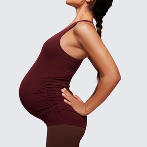 Débardeur personnalisé avec logo pour femmes enceintes, couleur unie, grande taille, vêtements de maternité, débardeurs de yoga pour femmes enceintes - Product Image 6