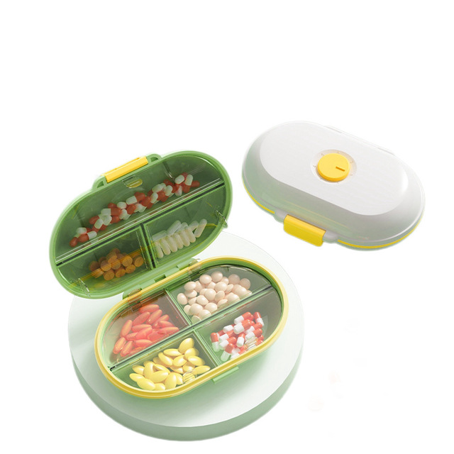 Portable Pill Box Medicine Dispenser 7 Days Week Detachable 7 Compartment Medicine Compartment Storage Box with Reminder