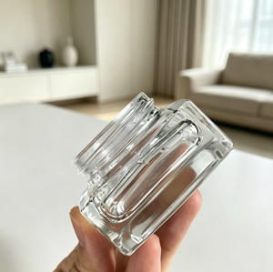 2026 Square Transparent <b>Glass</b> Cosmetic <b>Jar</b> With Black Plastic <b>Lid</b> 30ml 50ml Empty Container For Cream Makeup Storage - Product Image 5