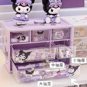 My Melody Nine Grid <b>Storage</b> Box Plastic Drawer Organizer Desktop Jewelry <b>Cabinet</b> <b>Small</b> Office Organizer Shelf - Product Image 4