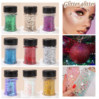 Vente chaude De Noël Holographique Glitter Chunky Mix Laser Paillettes Ensemble Flocon De Neige Arbre Coeur Pentagramme Étoile Hexagone Polyester
