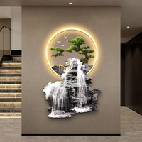 Venta caliente nueva bienvenida Pino acrílico pintura decorativa luz LED pintura cristal porcelana pintura pasillo pared arte