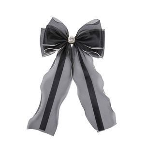 Pinza para el pelo estilo coreano de moda con lazo de organza y malla, cinta larga y accesorio de cristal, horquilla superior, accesorio para el cabello - Product Image 5