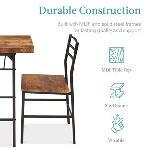 Ensemble de salle à manger moderne 3 pièces, <span class=keywords><strong>dinette</strong></span> peu encombrante pour la cuisine, la salle à manger, petit espace avec cadre en acier, support de rangement intégré - Product Image 5