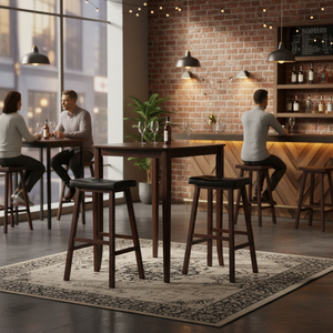 Set di mobili da bar Inglewood, tavolo alto quadrato in legno con sgabelli imbottiti per uso commerciale - Product Image 3