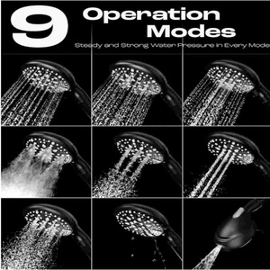 Adjustable Filtered Shower Head with Handheld 9 Unique <b>Sprayer</b> Function Rainfall Head Detachable High <b>Pressure</b> Showerhead - Product Image 5