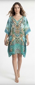 Robe longue africaine Dashiki pour femme, coupe ample, style tunique, poncho, kimono, aspect satiné soyeux, tenue de vacances bohème, respirante - Product Image 3