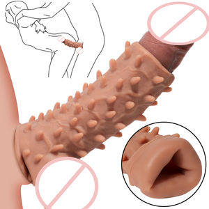 Wieder verwendbarer Penis ärmel Extender Realistischer Penis Kondom Silikon verlängerung Sexspielzeug für Männer Schwanz ver größerer Funda Para Pene - Product Image 2