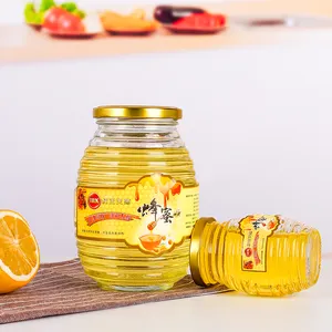 Groothandel Lege Doorzichtige Schroefdraad Bijenglazen Pot Voor 500G 1Kg Honing Met Schroefdeksel