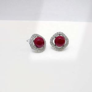 Prix usine Boucles d'oreilles de luxe en argent sterling 925 avec pierre rouge, nouvelle collection 2026, mode féminine, faites à la main, en or 14 carats, agate et rubis - Product Image 1