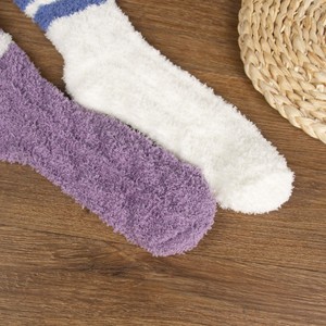 Mùa Đông Ấm San Hô Lông Cừu Dày Phụ Nữ Vui Vẻ Vớ Sang Trọng Lolita Nhà Ngủ Sàn Dài Socking Rắn Màu Sọc Mềm Mờ Vớ - Product Image 3
